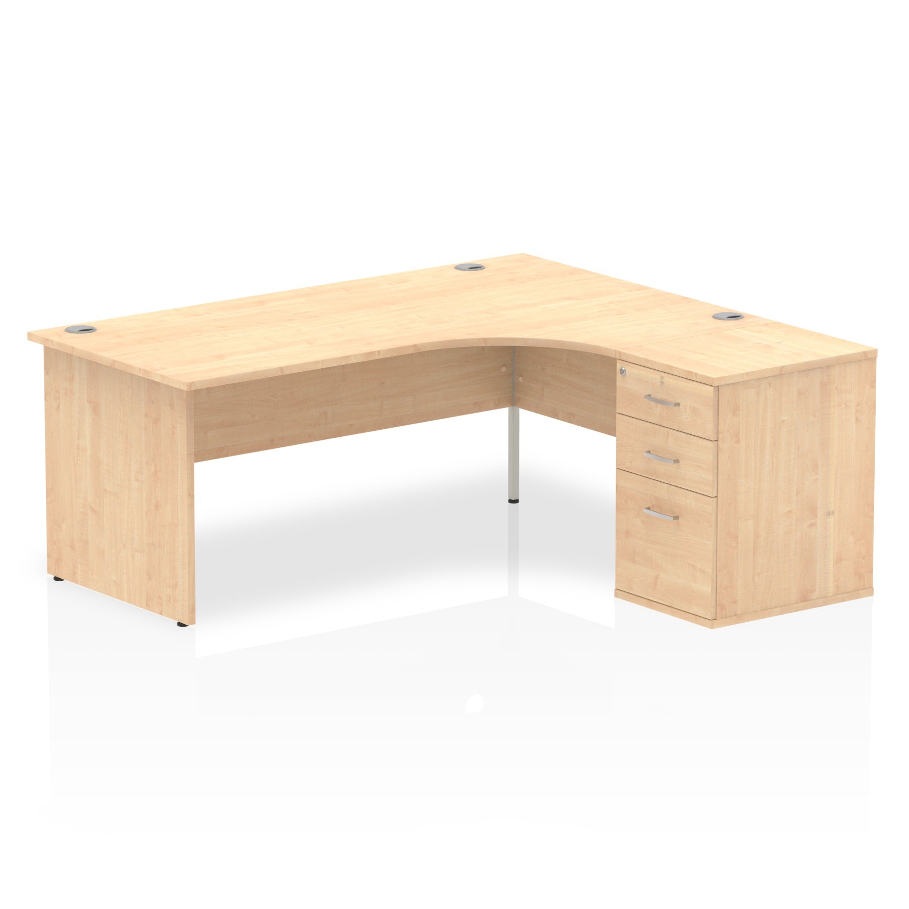 Impulse Panel End Crescent Desk Workstation - 1600/1800mm Width, MFC Material, 3 Lockable Drawers, 5-Year Guarantee, Self-Assembly