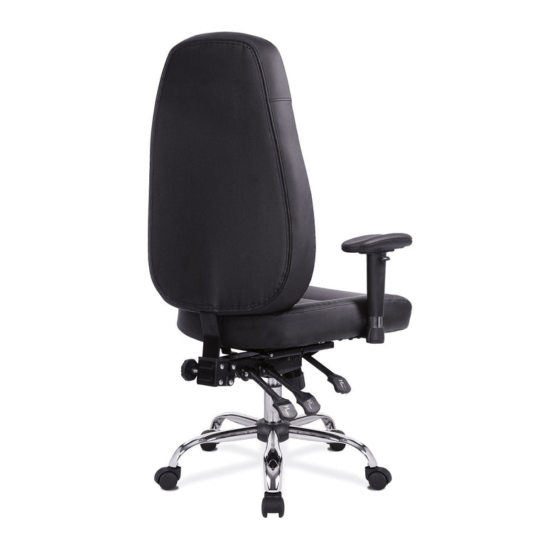 24 Hour Synchronous Operator Chair with Bonded Leather Upholstery and Chrome Base - Office Products Online