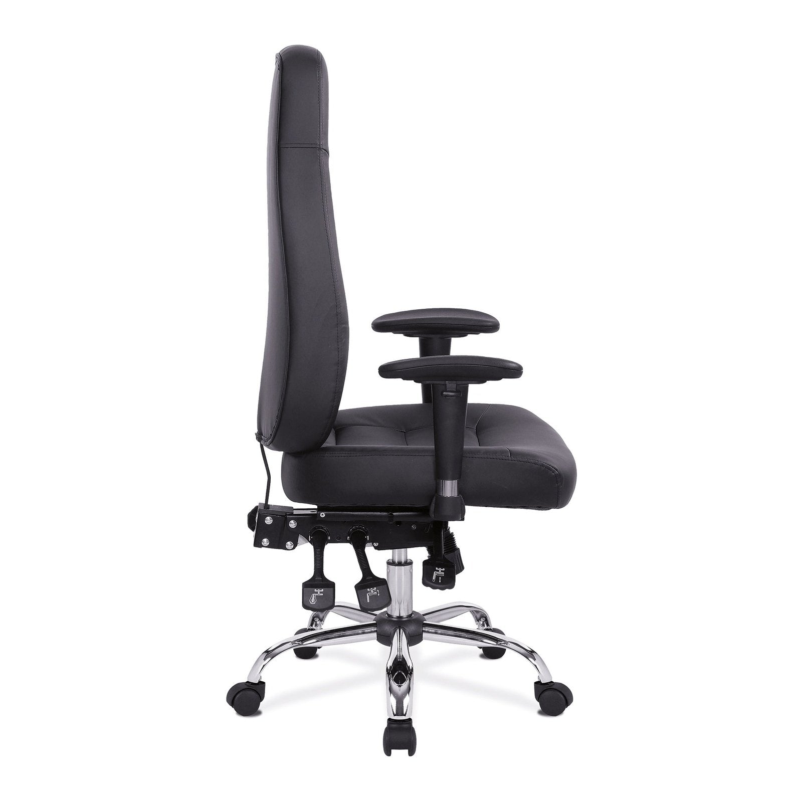 24 Hour Synchronous Operator Chair with Bonded Leather Upholstery and Chrome Base - Office Products Online