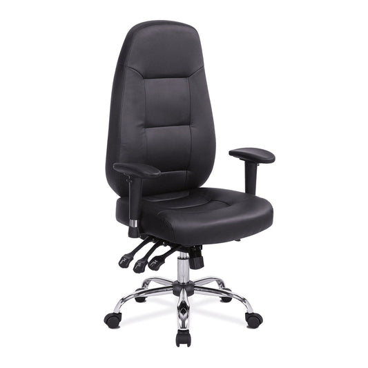 24 Hour Synchronous Operator Chair with Bonded Leather Upholstery and Chrome Base - Office Products Online