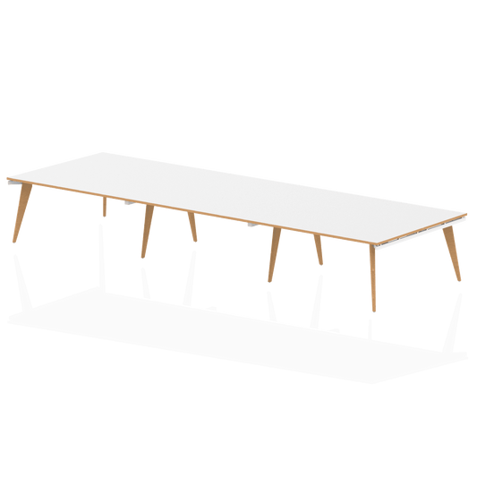 Oslo Rectangular Boardroom Table - MFC, Self-Assembly, 5-Year Guarantee, 3200x1600 or 4800x1600, White Frame, Wooden Legs