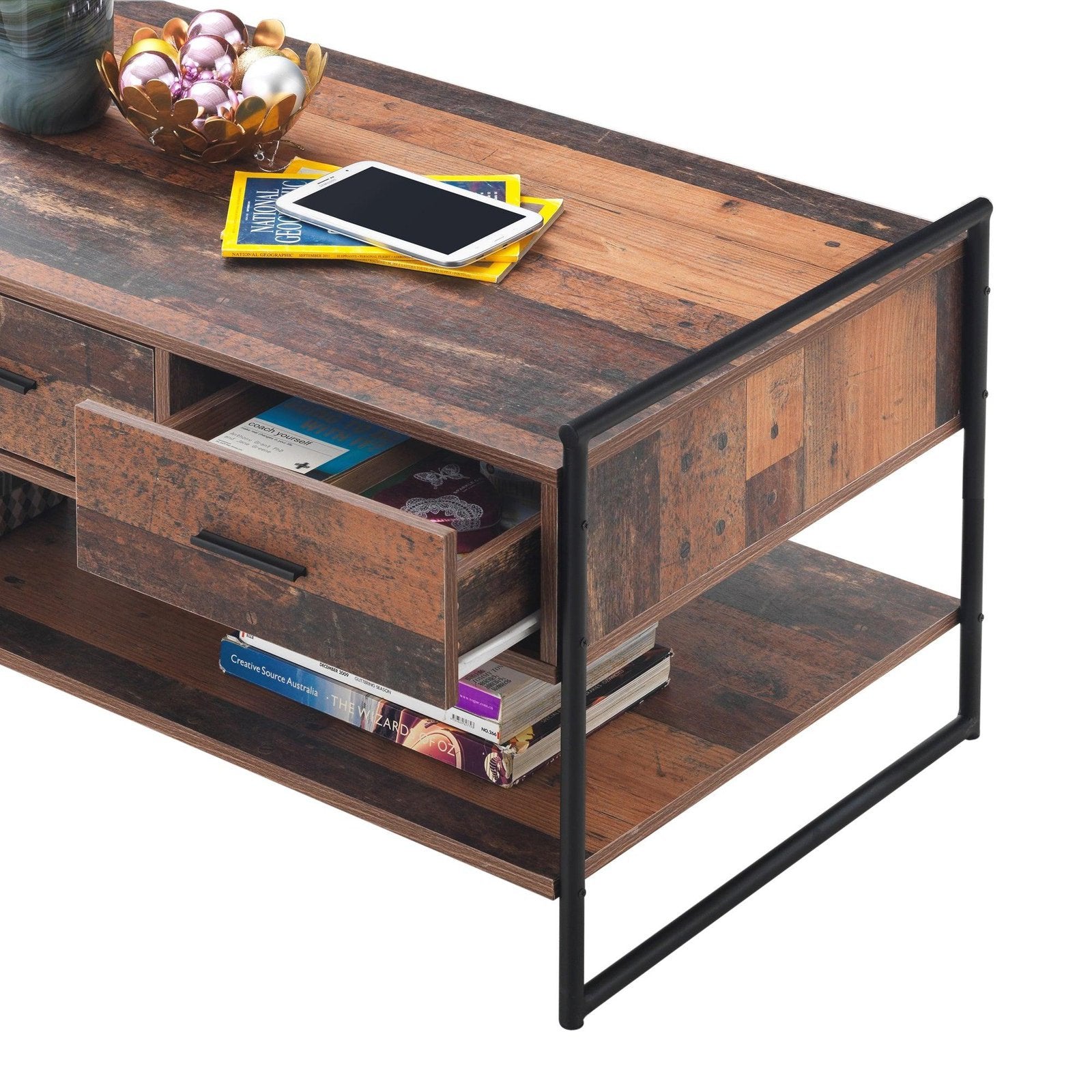Abbey Coffee Table Drawers Open Shelf allhomely