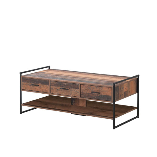 Abbey Coffee Table with 3 Drawers & Open Shelf allhomely