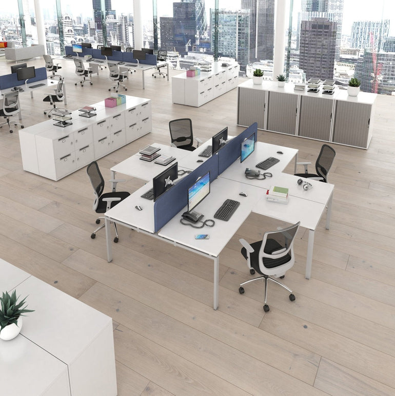 Adapt to back 4 desk cluster 1600 deep with 800mm return desks - Office Products Online