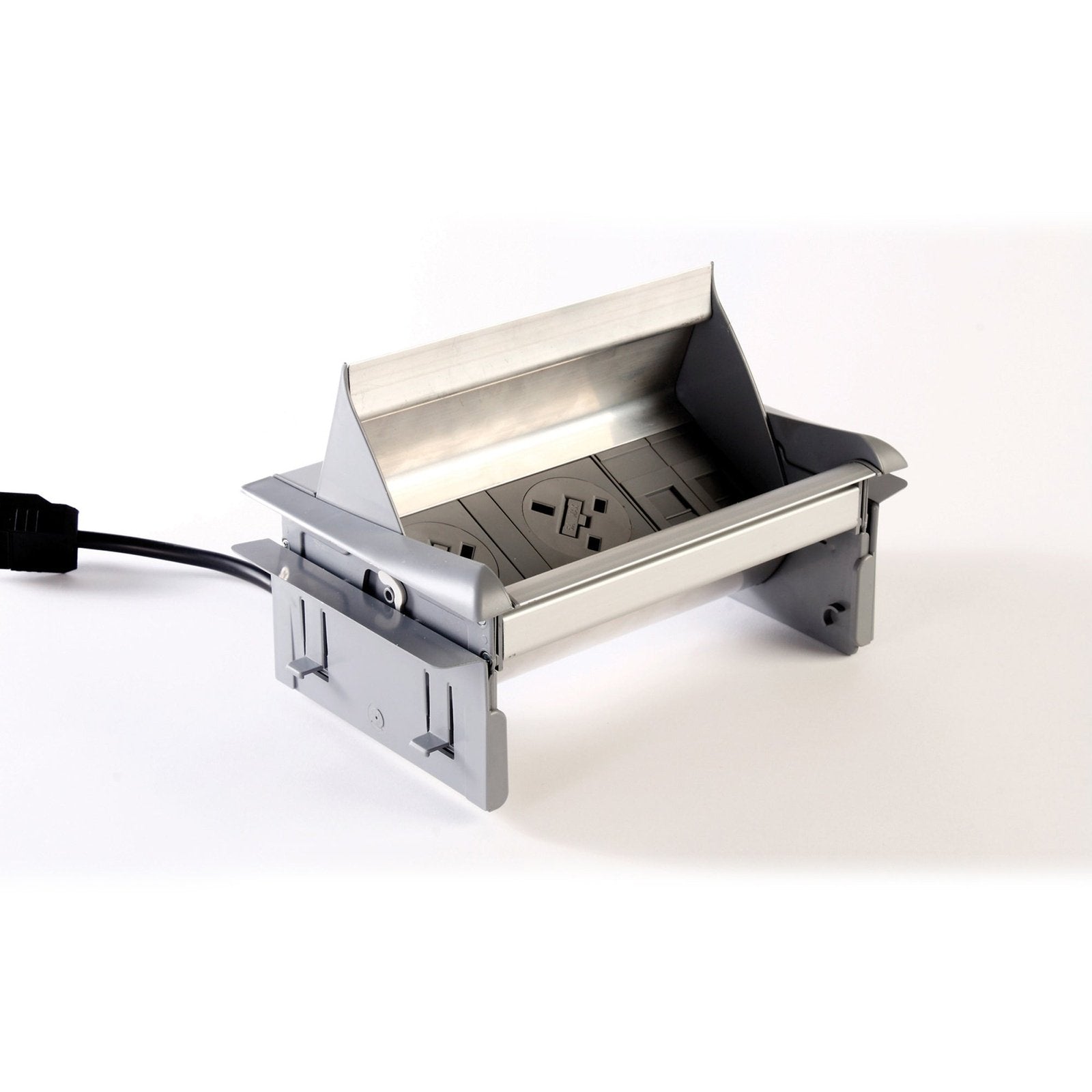 Aero fliptop in-table power module UK , 2 x RJ45 sockets - grey/silver - Office Products Online