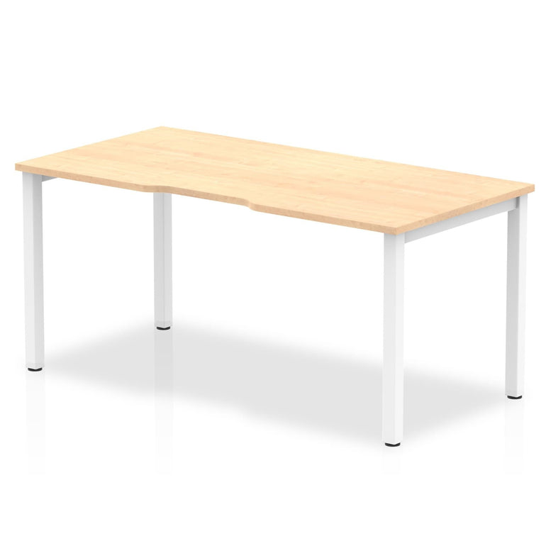 Evolve Plus Single Starter Desk - Rectangular MFC, Self-Assembly, 5-Year Guarantee, 1200-1600mm Width, Silver/White Box Frame