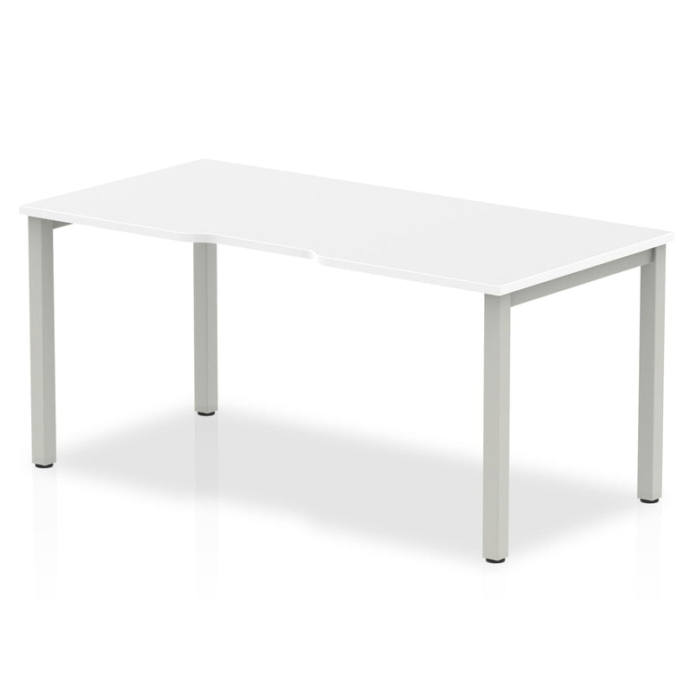 Evolve Plus Single Starter Desk - Rectangular MFC, Self-Assembly, 5-Year Guarantee, 1200-1600mm Width, Silver/White Box Frame