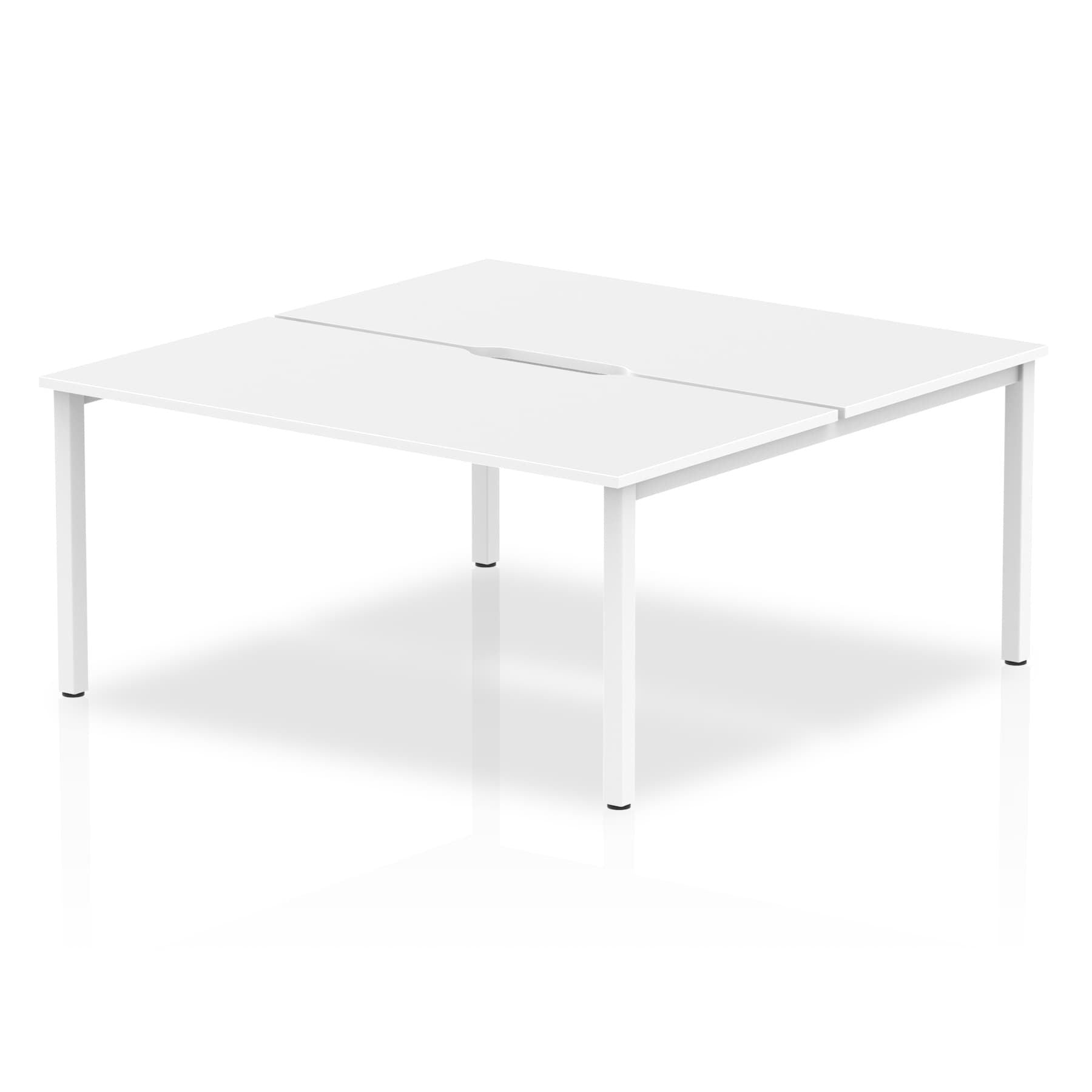 Evolve Plus B2B 2-Person Rectangular Desk - MFC, Self-Assembly, 5-Year Guarantee, 1200-1600mm Width, Silver/White Frame