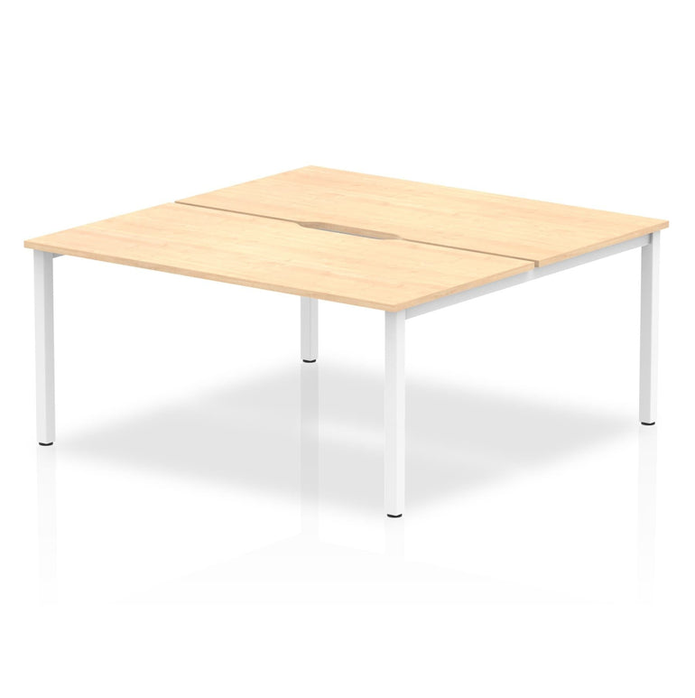 Evolve Plus B2B 2-Person Rectangular Desk - MFC, Self-Assembly, 5-Year Guarantee, 1200-1600mm Width, Silver/White Frame
