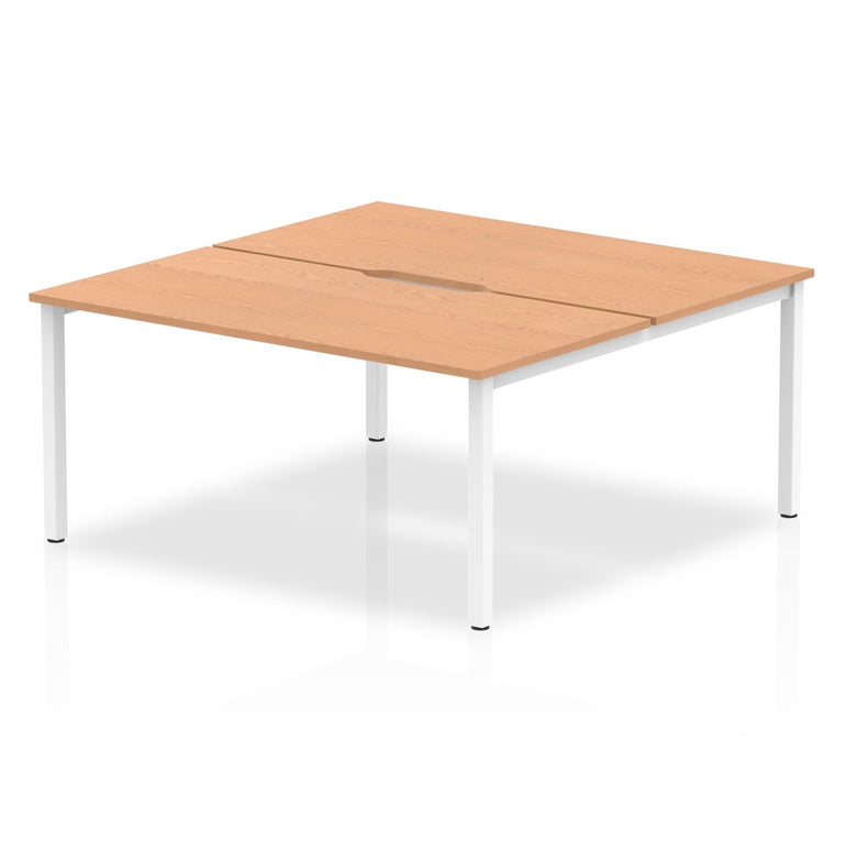 Evolve Plus B2B 2-Person Rectangular Desk - MFC, Self-Assembly, 5-Year Guarantee, 1200-1600mm Width, Silver/White Frame