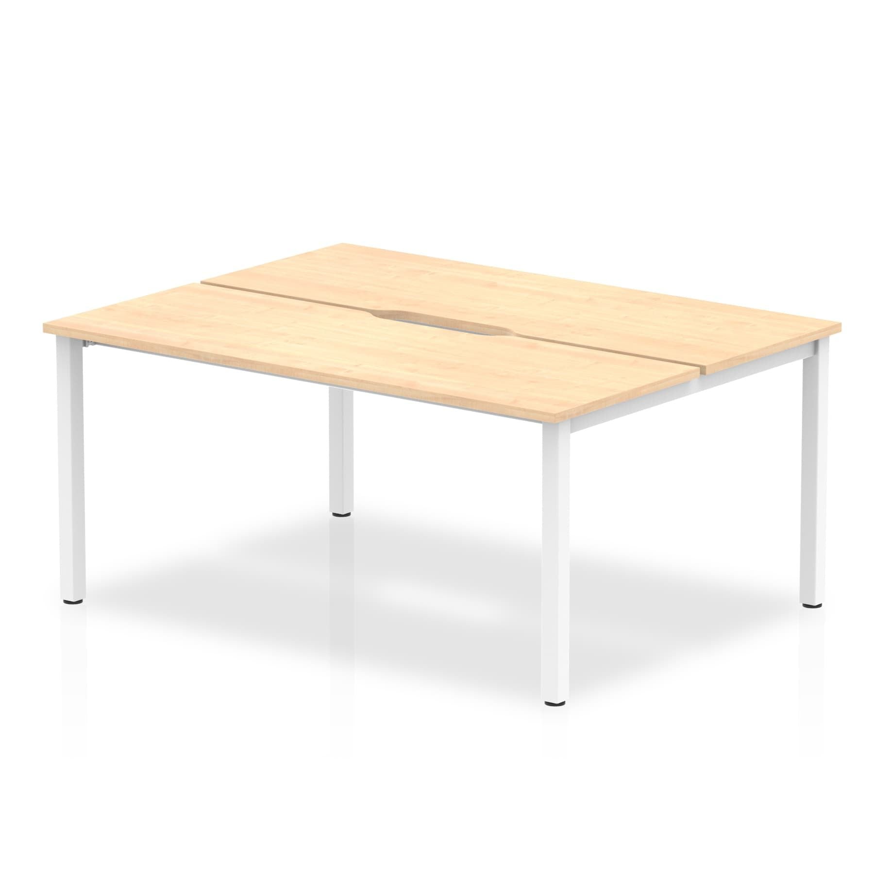 Evolve Plus B2B 2-Person Rectangular Desk - MFC, Self-Assembly, 5-Year Guarantee, 1200-1600mm Width, Silver/White Frame