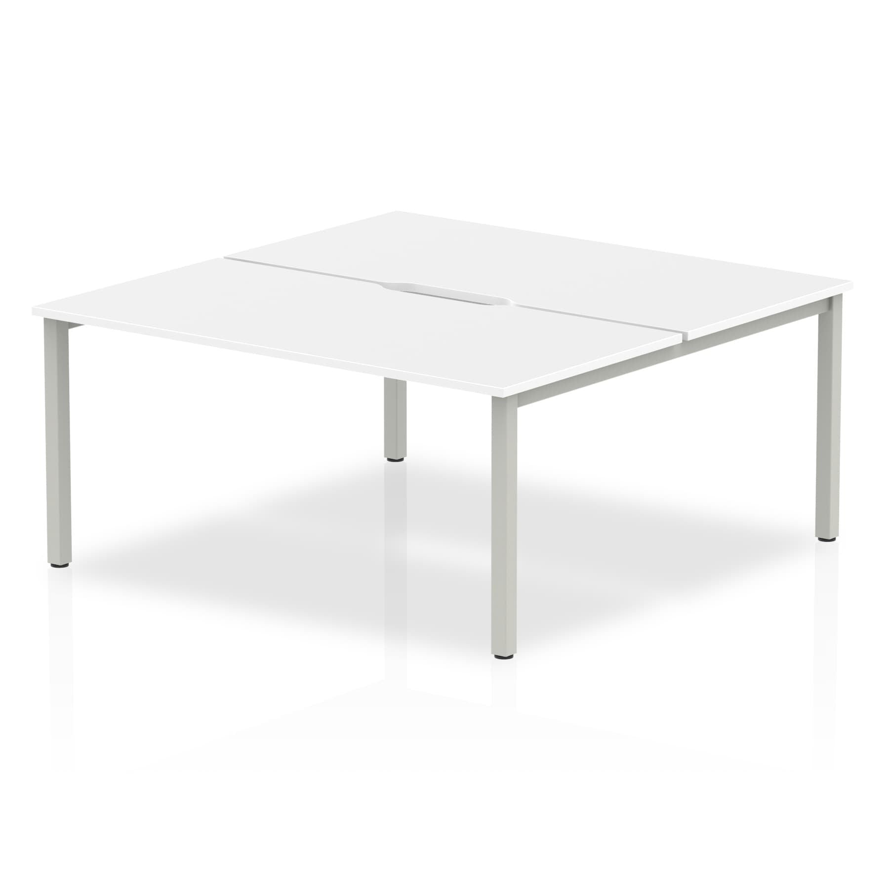 Evolve Plus B2B 2-Person Rectangular Desk - MFC, Self-Assembly, 5-Year Guarantee, 1200-1600mm Width, Silver/White Frame