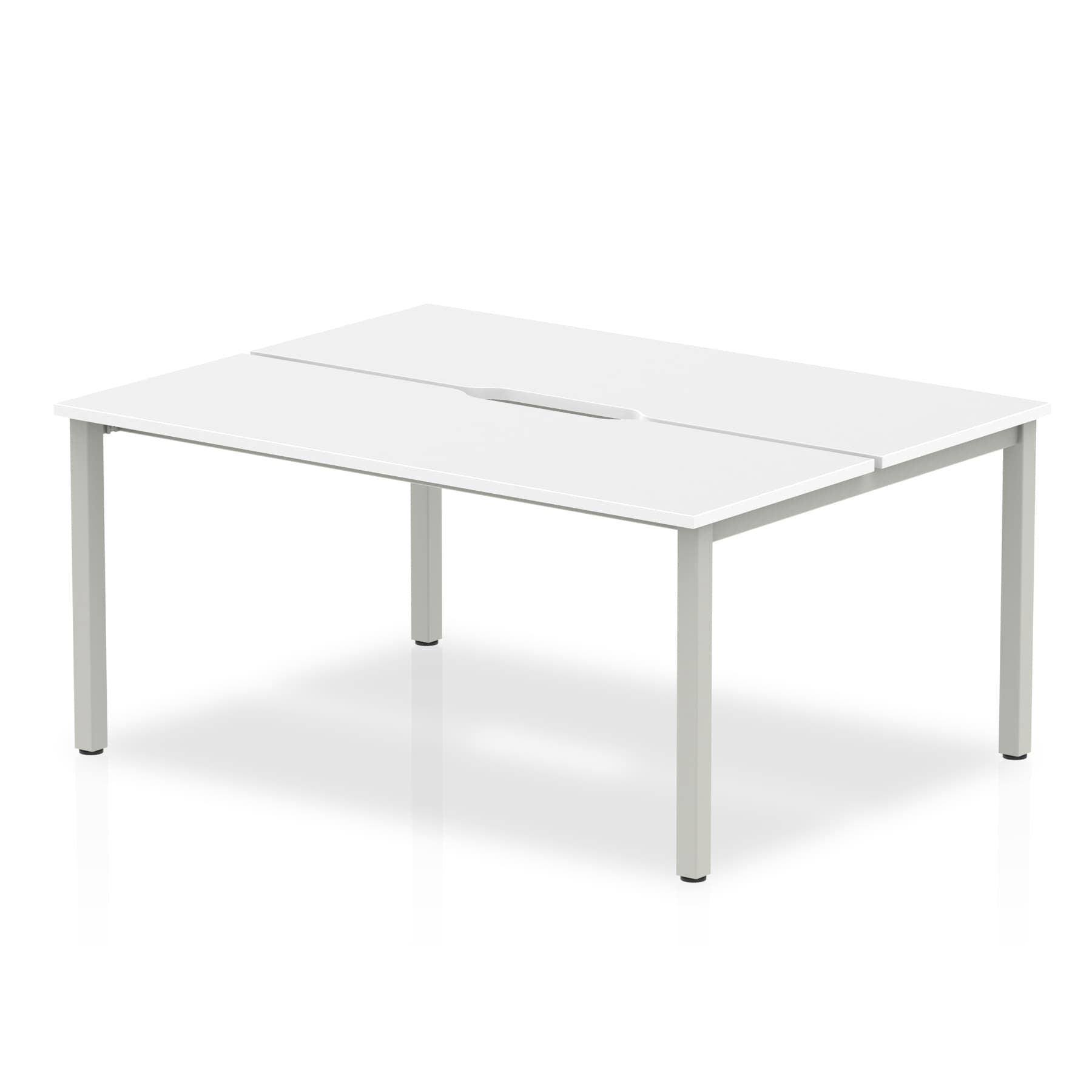 Evolve Plus B2B 2-Person Rectangular Desk - MFC, Self-Assembly, 5-Year Guarantee, 1200-1600mm Width, Silver/White Frame