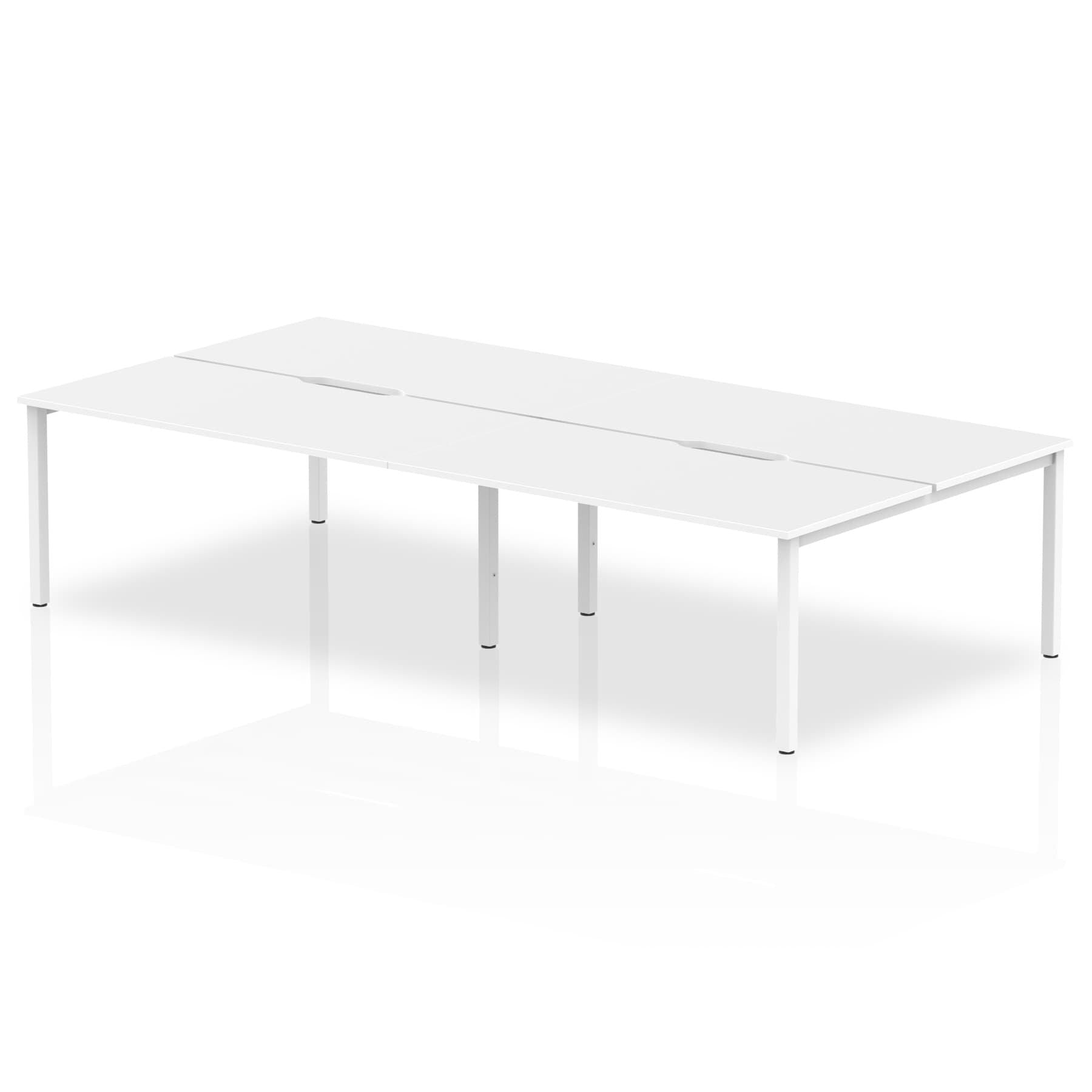 Evolve Plus B2B 4-Person Desk - Rectangular MFC, Self-Assembly, 5-Year Guarantee, 2400-3200mm Width, Silver/White Frame