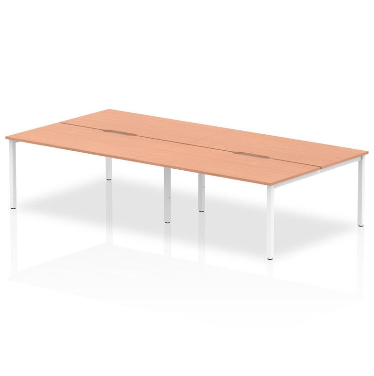 Evolve Plus B2B 4-Person Desk - Rectangular MFC, Self-Assembly, 5-Year Guarantee, 2400-3200mm Width, Silver/White Frame