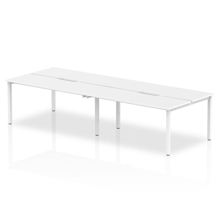 Evolve Plus B2B 4-Person Desk - Rectangular MFC, Self-Assembly, 5-Year Guarantee, 2400-3200mm Width, Silver/White Frame