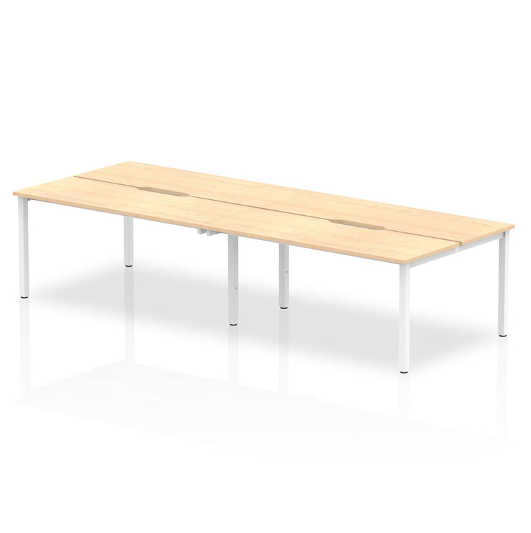 Evolve Plus B2B 4-Person Desk - Rectangular MFC, Self-Assembly, 5-Year Guarantee, 2400-3200mm Width, Silver/White Frame