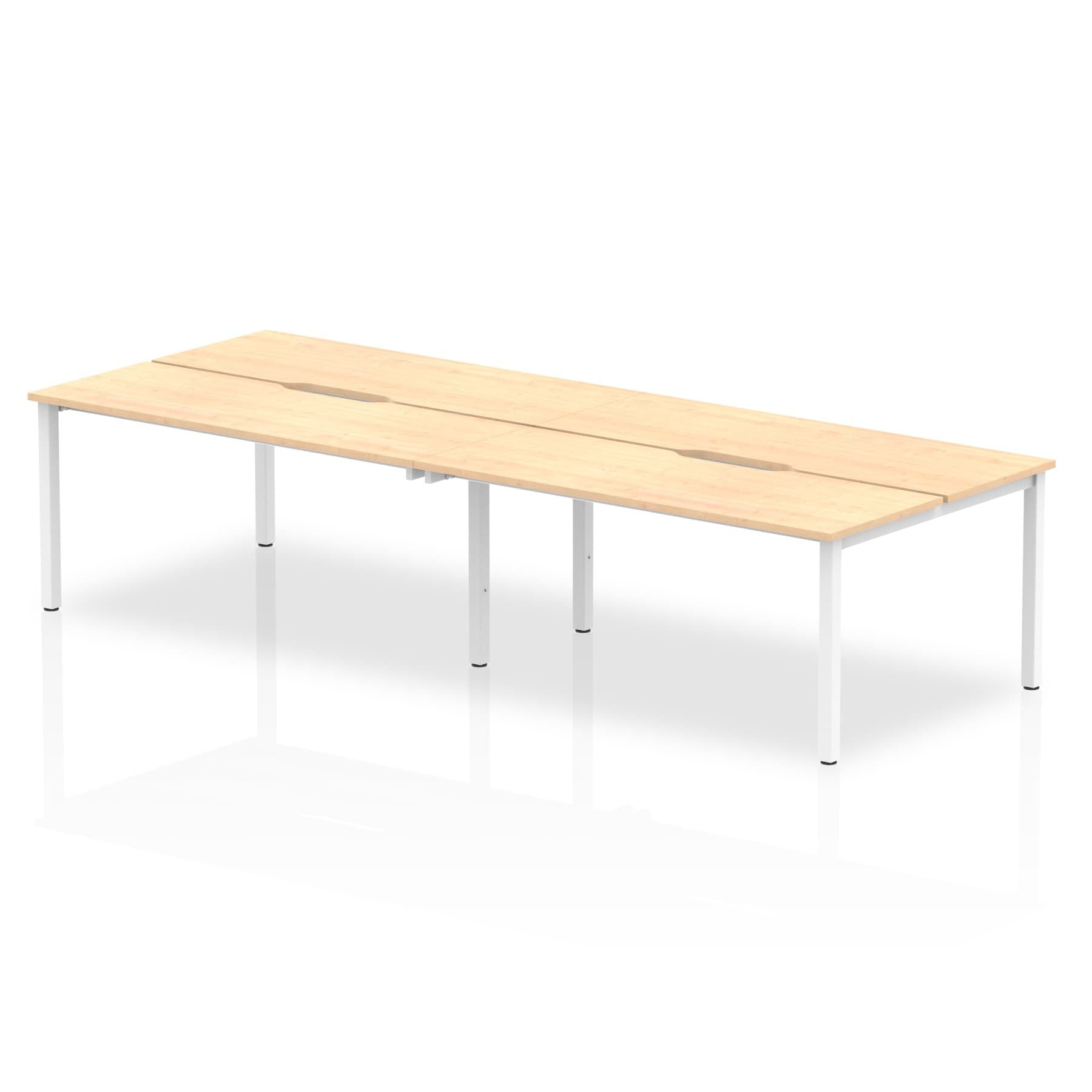 Evolve Plus B2B 4-Person Desk - Rectangular MFC, Self-Assembly, 5-Year Guarantee, 2400-3200mm Width, Silver/White Frame