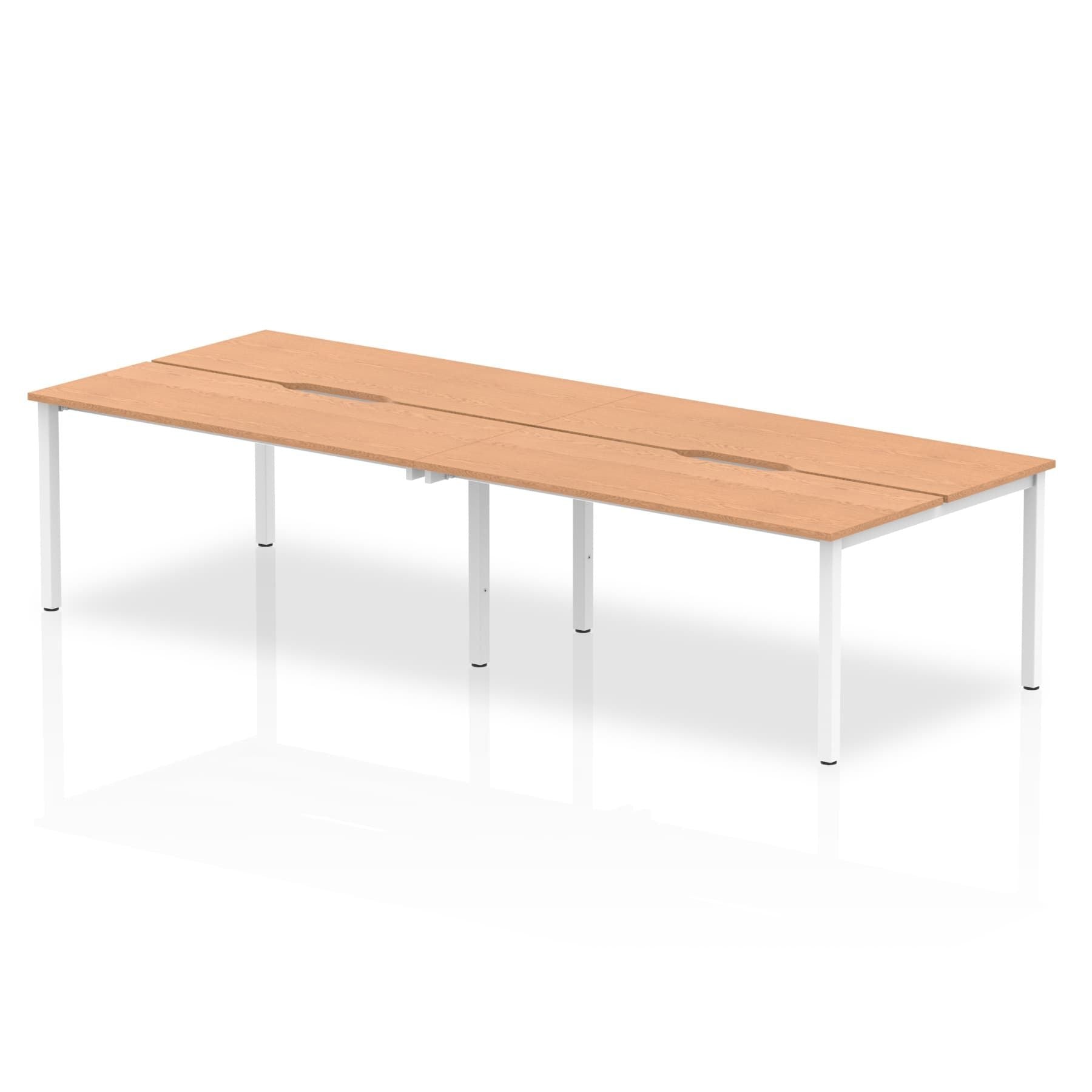 Evolve Plus B2B 4-Person Desk - Rectangular MFC, Self-Assembly, 5-Year Guarantee, 2400-3200mm Width, Silver/White Frame