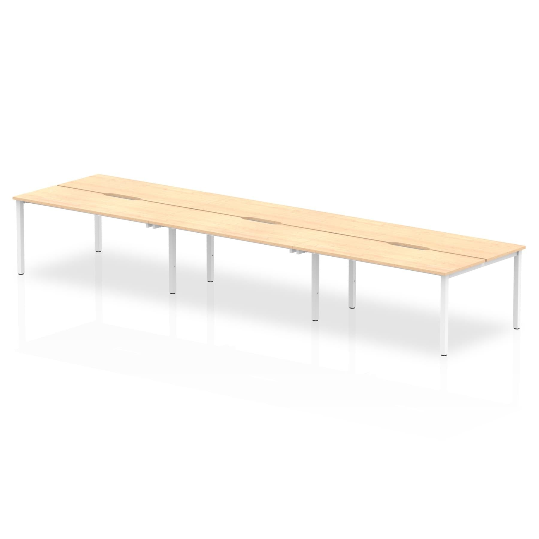 Evolve Plus 6-Person B2B Desk - Rectangular MFC, Self-Assembly, 5-Year Guarantee, 3 Sizes, Silver/White Box Frame - 3600/4200/4800x1600x750