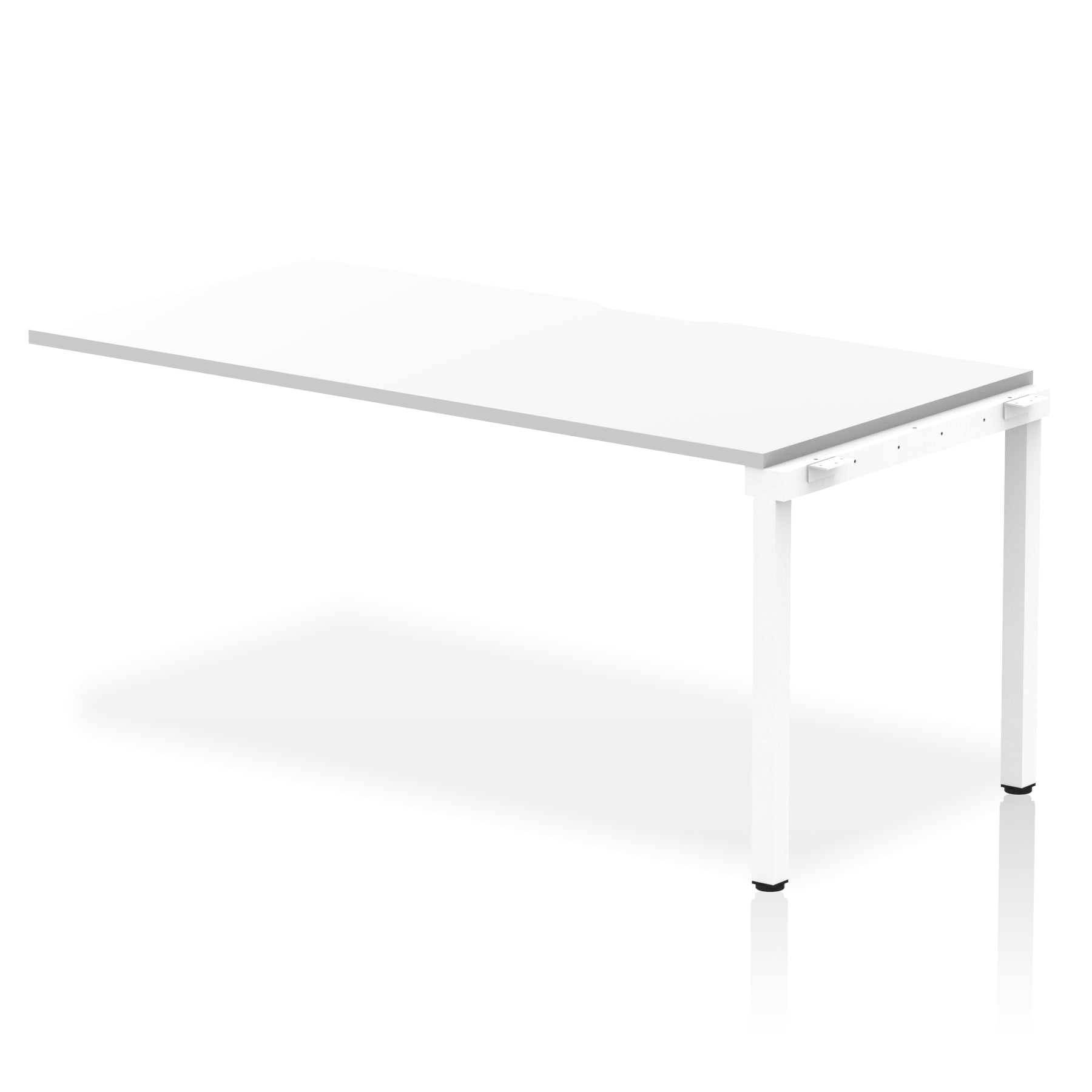 Evolve Plus Single Row Extension Desk - MFC Rectangular, Self-Assembly, 5-Year Guarantee, 1200-1600mm Width, Silver/White Frame, Box Frame Legs