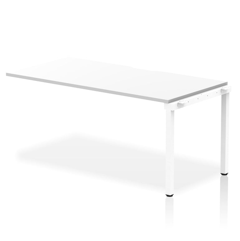 Evolve Plus Single Row Extension Desk - MFC Rectangular, Self-Assembly, 5-Year Guarantee, 1200-1600mm Width, Silver/White Frame, Box Frame Legs