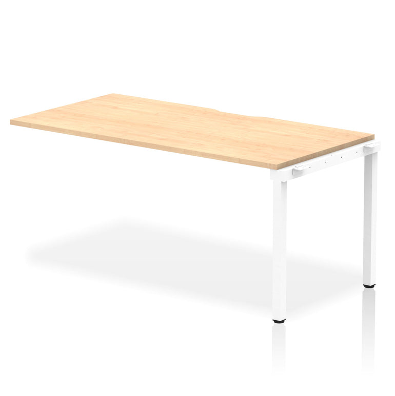 Evolve Plus Single Row Extension Desk - MFC Rectangular, Self-Assembly, 5-Year Guarantee, 1200-1600mm Width, Silver/White Frame, Box Frame Legs