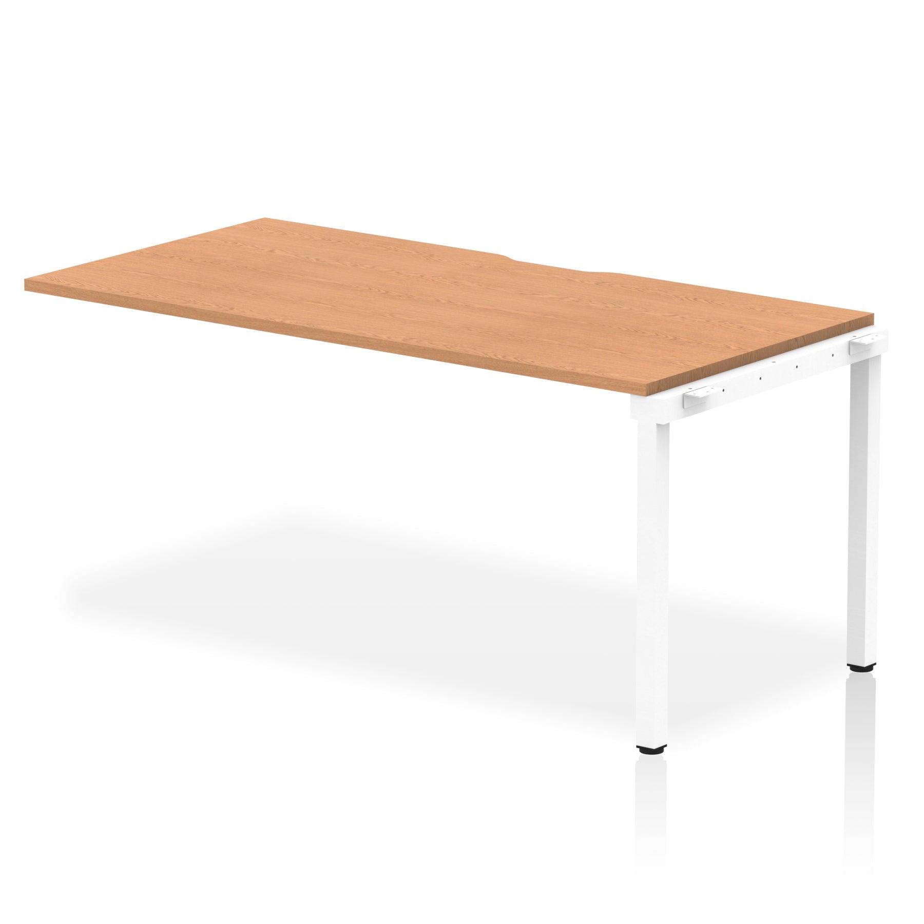 Evolve Plus Single Row Extension Desk - MFC Rectangular, Self-Assembly, 5-Year Guarantee, 1200-1600mm Width, Silver/White Frame, Box Frame Legs