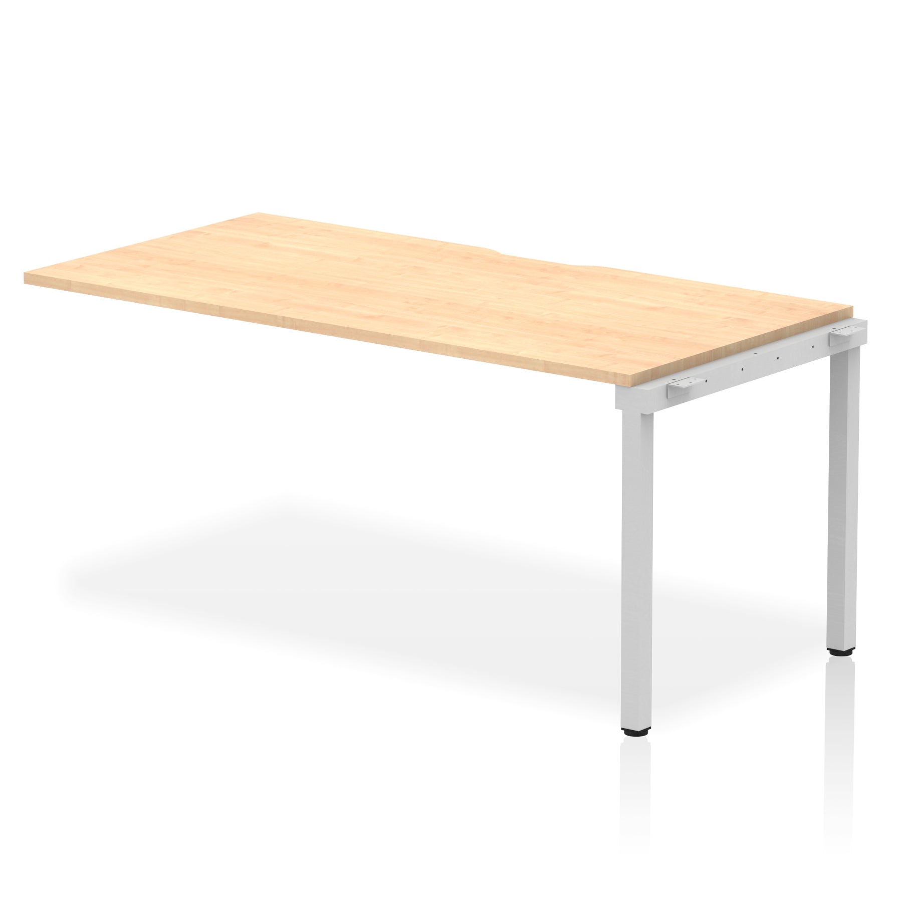 Evolve Plus Single Row Extension Desk - MFC Rectangular, Self-Assembly, 5-Year Guarantee, 1200-1600mm Width, Silver/White Frame, Box Frame Legs