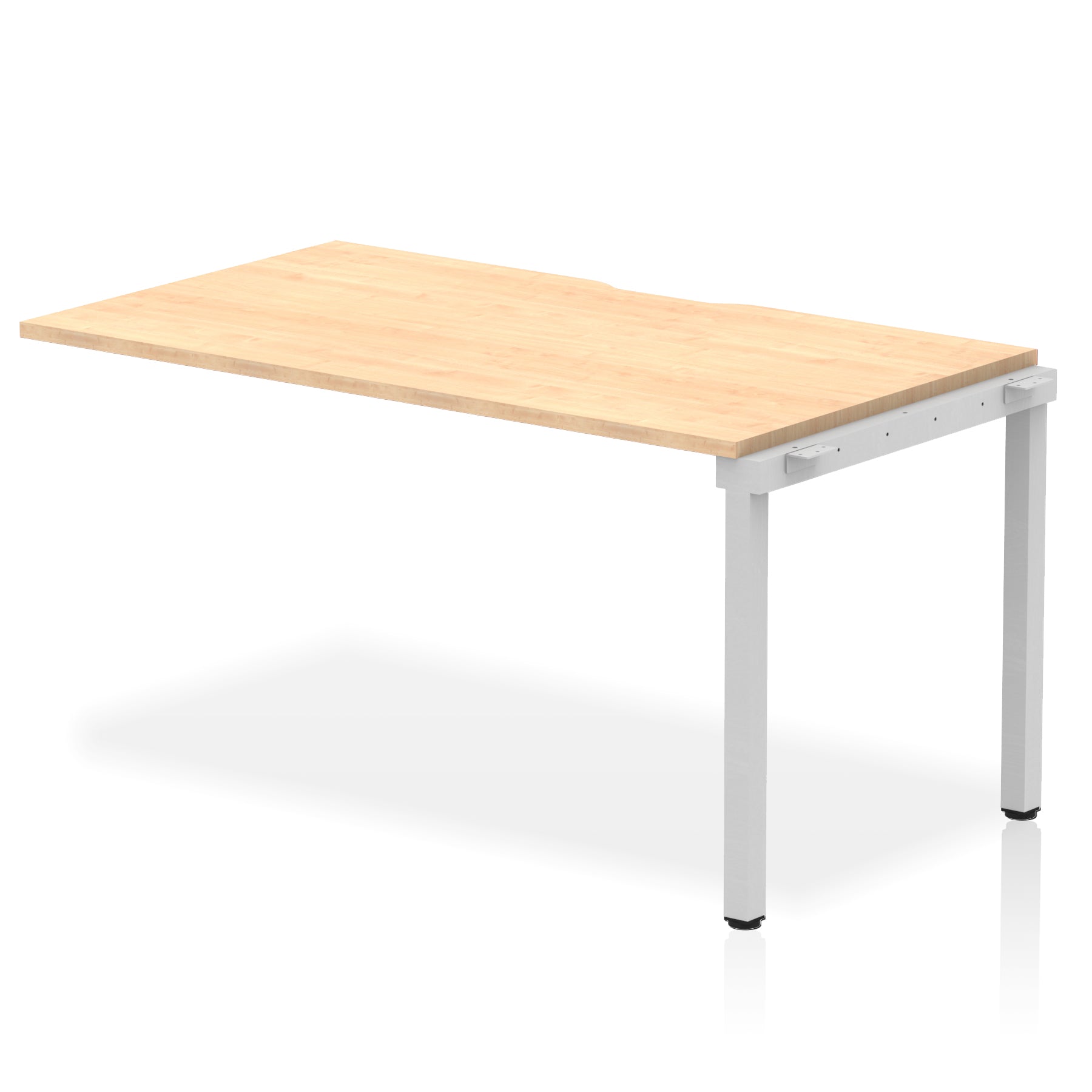 Evolve Plus Single Row Extension Desk - MFC Rectangular, Self-Assembly, 5-Year Guarantee, 1200-1600mm Width, Silver/White Frame, Box Frame Legs