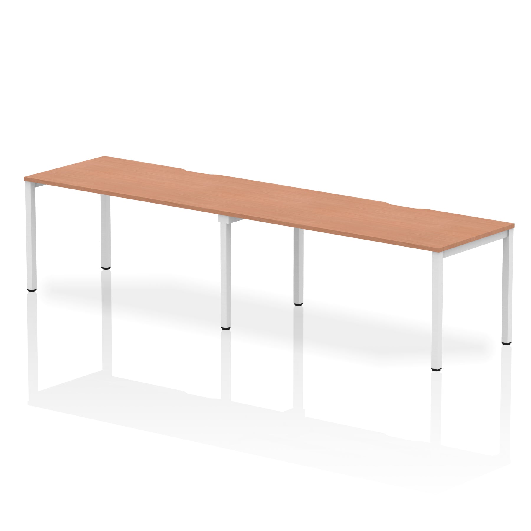 Evolve Plus 2-Person Single Row Desk - Rectangular MFC Top, Box Frame Legs, 2400-3200mm Width, Self-Assembly, 5-Year Guarantee