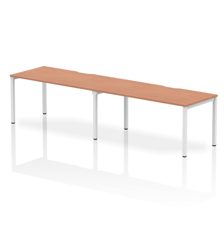 Evolve Plus 2-Person Single Row Desk - Rectangular MFC Top, Box Frame Legs, 2400-3200mm Width, Self-Assembly, 5-Year Guarantee