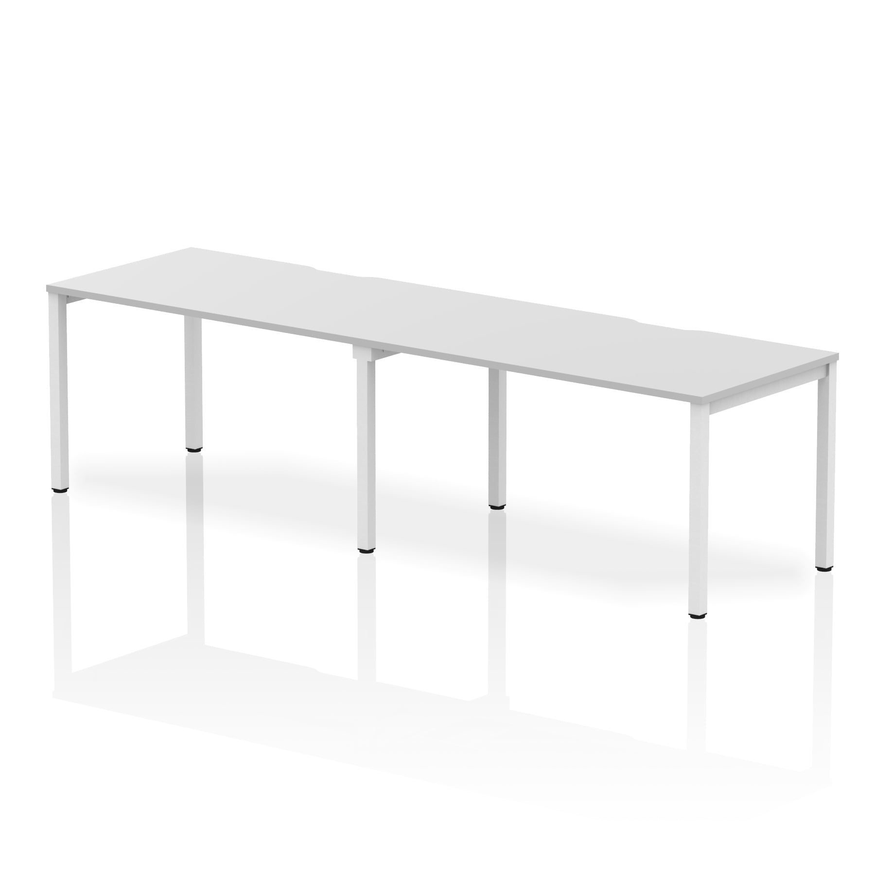 Evolve Plus 2-Person Single Row Desk - Rectangular MFC Top, Box Frame Legs, 2400-3200mm Width, Self-Assembly, 5-Year Guarantee