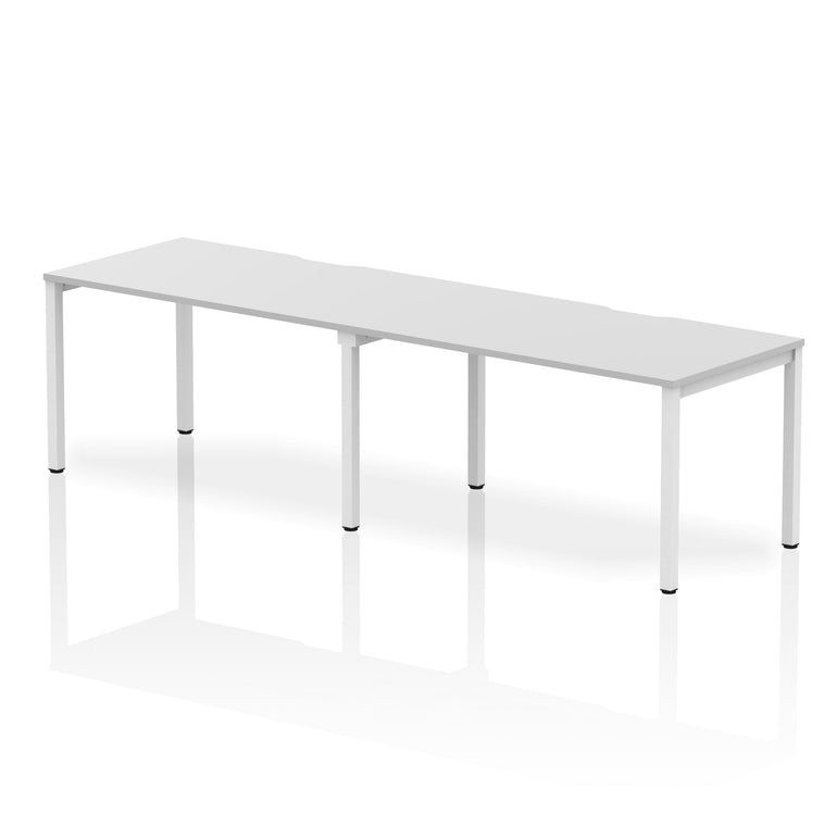 Evolve Plus 2-Person Single Row Desk - Rectangular MFC Top, Box Frame Legs, 2400-3200mm Width, Self-Assembly, 5-Year Guarantee