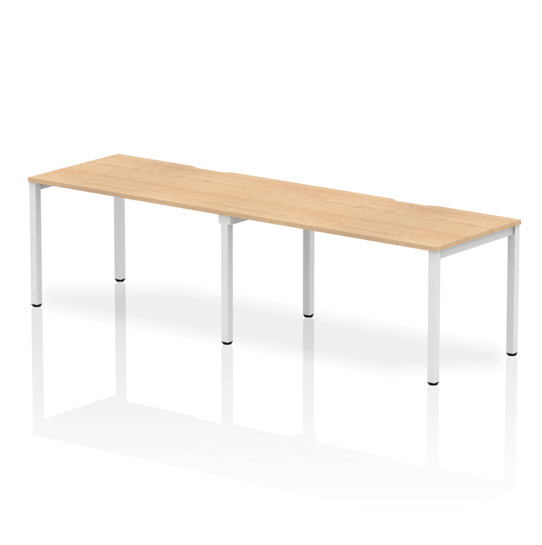 Evolve Plus 2-Person Single Row Desk - Rectangular MFC Top, Box Frame Legs, 2400-3200mm Width, Self-Assembly, 5-Year Guarantee