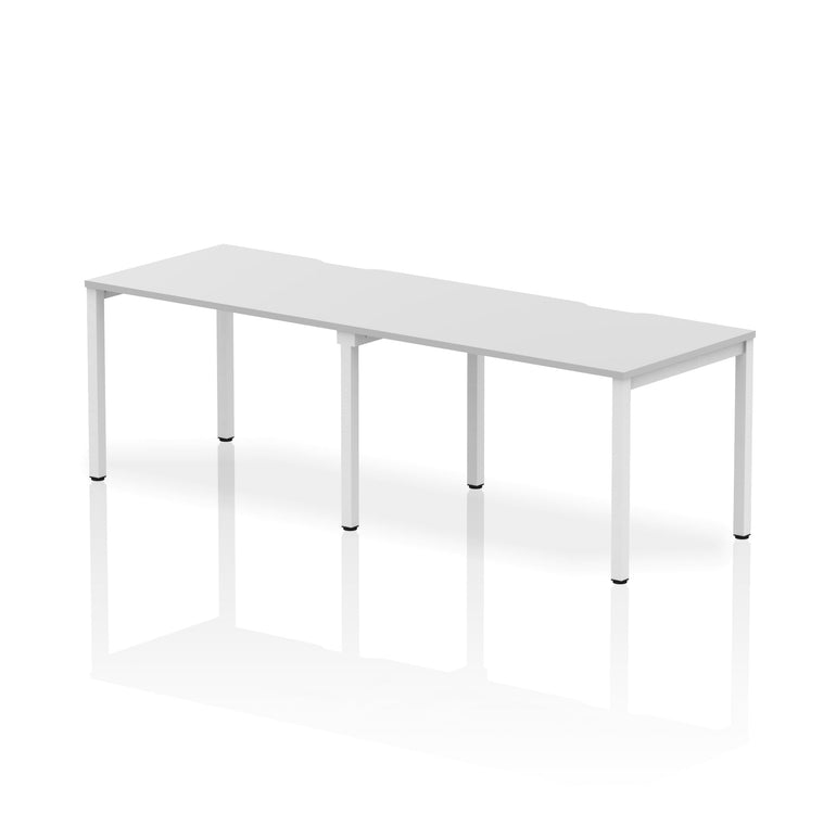 Evolve Plus 2-Person Single Row Desk - Rectangular MFC Top, Box Frame Legs, 2400-3200mm Width, Self-Assembly, 5-Year Guarantee