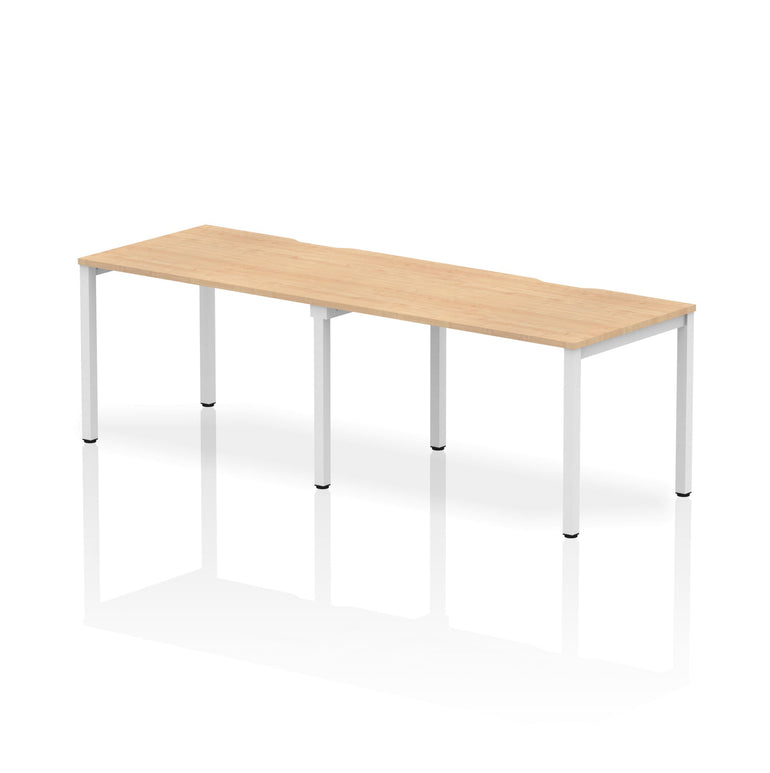 Evolve Plus 2-Person Single Row Desk - Rectangular MFC Top, Box Frame Legs, 2400-3200mm Width, Self-Assembly, 5-Year Guarantee