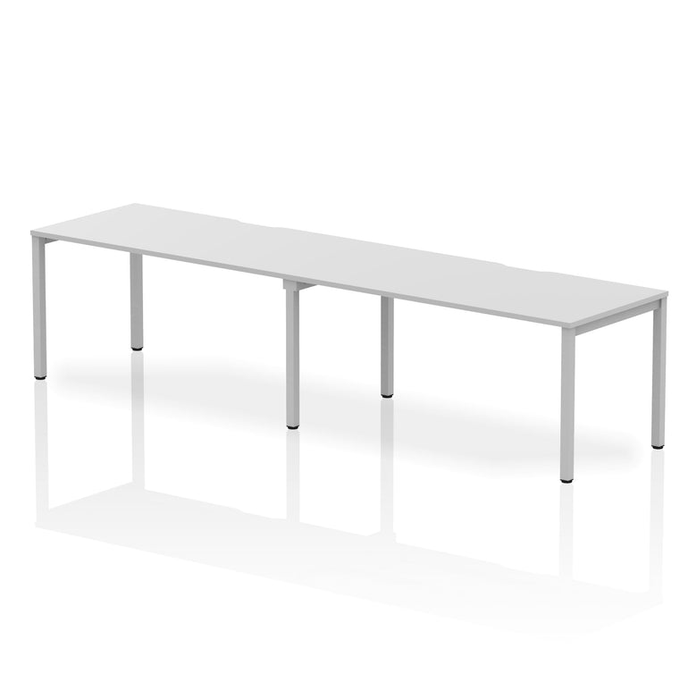 Evolve Plus 2-Person Single Row Desk - Rectangular MFC Top, Box Frame Legs, 2400-3200mm Width, Self-Assembly, 5-Year Guarantee