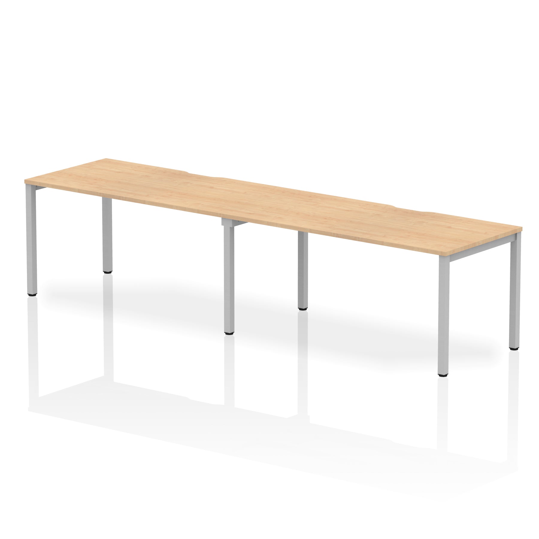 Evolve Plus 2-Person Single Row Desk - Rectangular MFC Top, Box Frame Legs, 2400-3200mm Width, Self-Assembly, 5-Year Guarantee