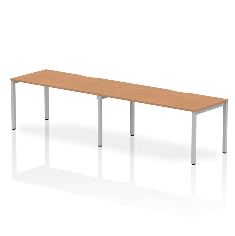 Evolve Plus 2-Person Single Row Desk - Rectangular MFC Top, Box Frame Legs, 2400-3200mm Width, Self-Assembly, 5-Year Guarantee