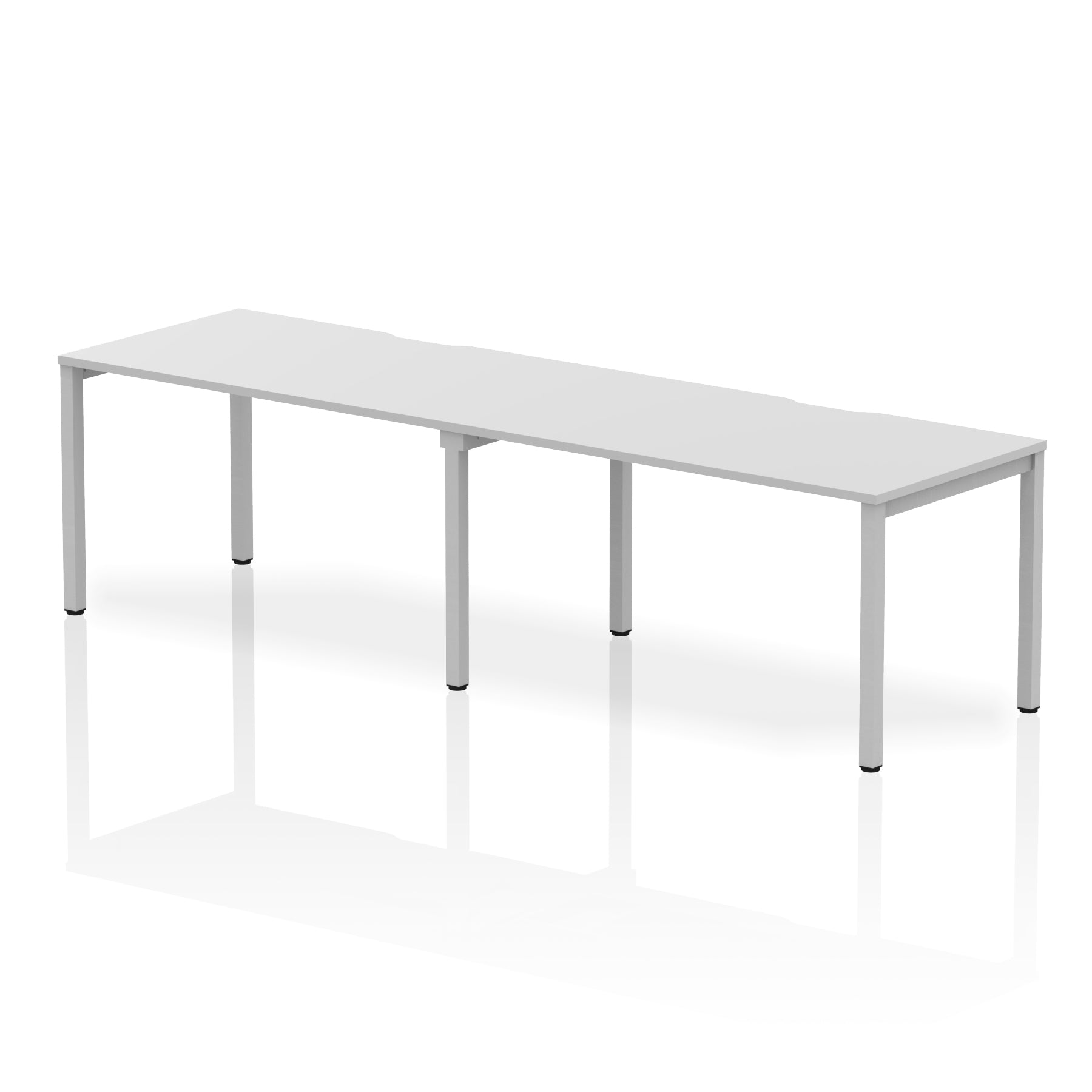 Evolve Plus 2-Person Single Row Desk - Rectangular MFC Top, Box Frame Legs, 2400-3200mm Width, Self-Assembly, 5-Year Guarantee