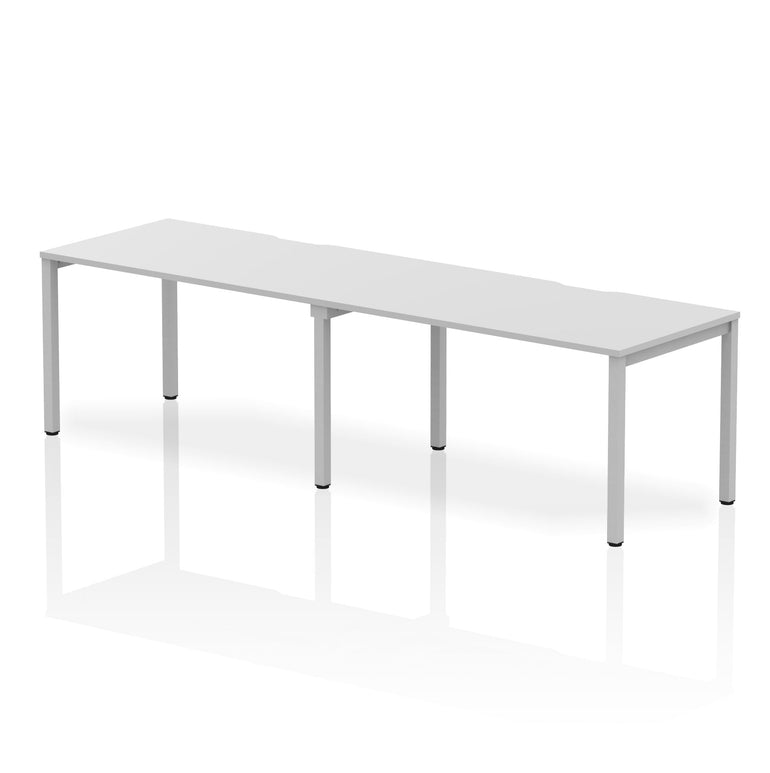 Evolve Plus 2-Person Single Row Desk - Rectangular MFC Top, Box Frame Legs, 2400-3200mm Width, Self-Assembly, 5-Year Guarantee