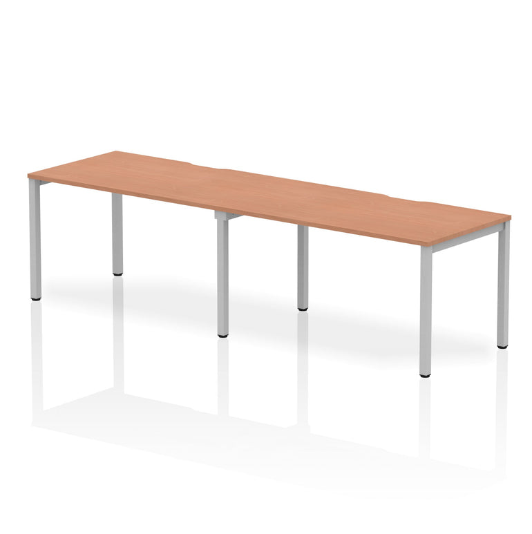 Evolve Plus 2-Person Single Row Desk - Rectangular MFC Top, Box Frame Legs, 2400-3200mm Width, Self-Assembly, 5-Year Guarantee