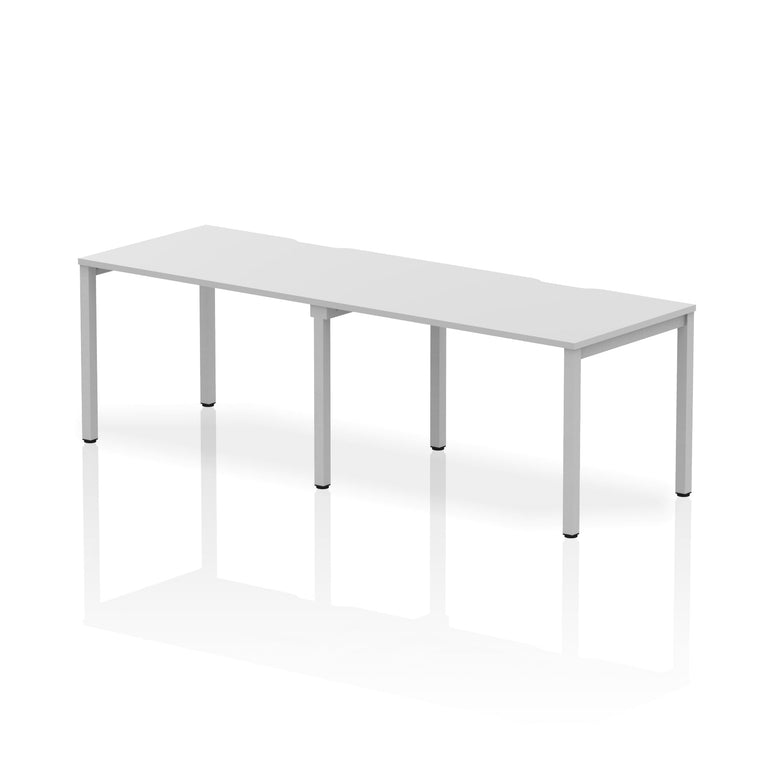 Evolve Plus 2-Person Single Row Desk - Rectangular MFC Top, Box Frame Legs, 2400-3200mm Width, Self-Assembly, 5-Year Guarantee