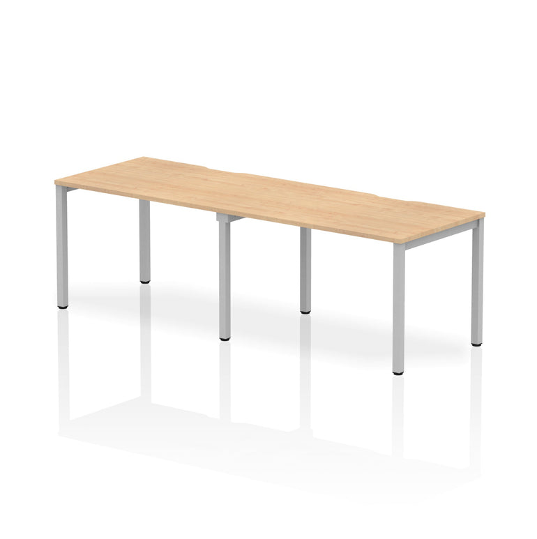 Evolve Plus 2-Person Single Row Desk - Rectangular MFC Top, Box Frame Legs, 2400-3200mm Width, Self-Assembly, 5-Year Guarantee