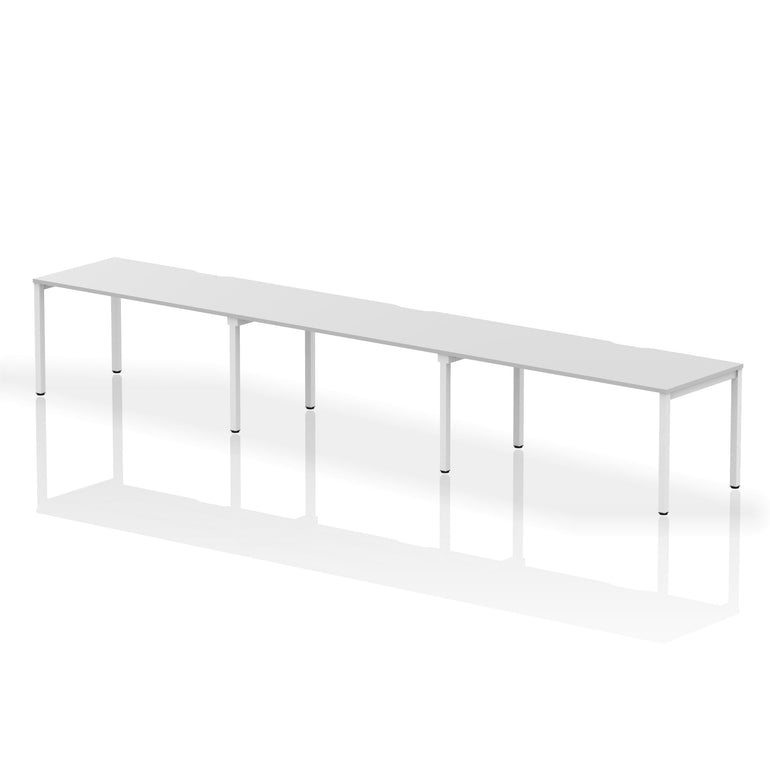 Evolve Plus 3-Person Single Row Desk - Rectangular MFC Top, Box Frame Legs, Self-Assembly, 5-Year Guarantee - 3600/4200/4800x800mm