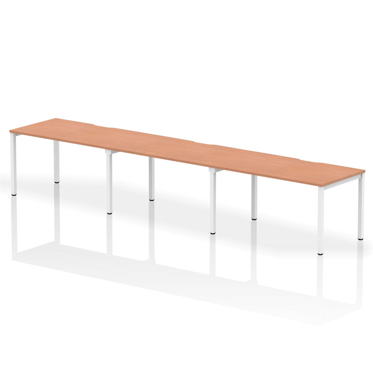 Evolve Plus 3-Person Single Row Desk - Rectangular MFC Top, Box Frame Legs, Self-Assembly, 5-Year Guarantee - 3600/4200/4800x800mm