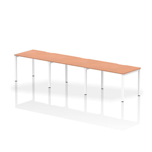 Evolve Plus 3-Person Single Row Desk - Rectangular MFC Top, Box Frame Legs, Self-Assembly, 5-Year Guarantee - 3600/4200/4800x800mm