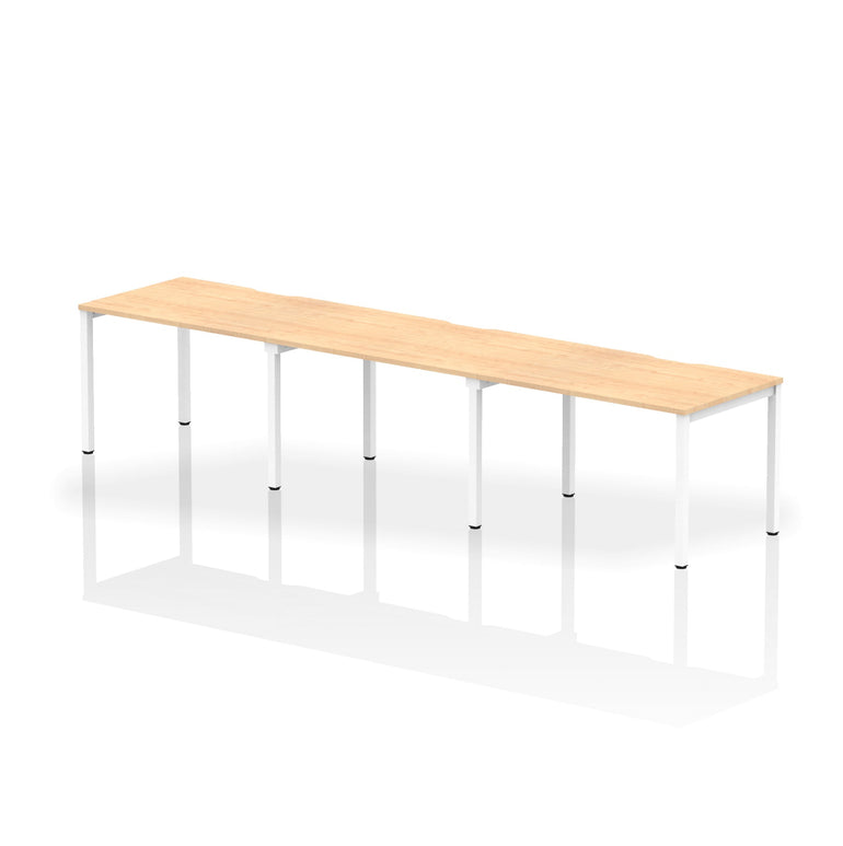 Evolve Plus 3-Person Single Row Desk - Rectangular MFC Top, Box Frame Legs, Self-Assembly, 5-Year Guarantee - 3600/4200/4800x800mm