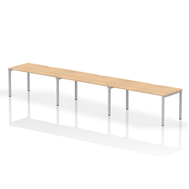 Evolve Plus 3-Person Single Row Desk - Rectangular MFC Top, Box Frame Legs, Self-Assembly, 5-Year Guarantee - 3600/4200/4800x800mm